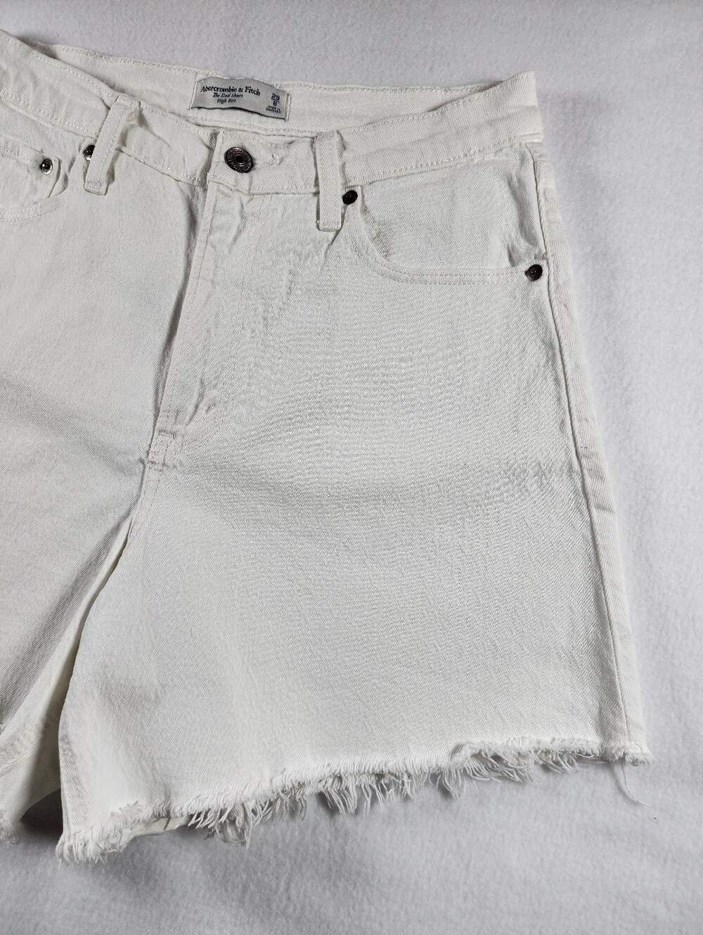 Abercrombie Curve Love High Rise Dad Shorts White Denim Size 29 - Picture 6 of 8